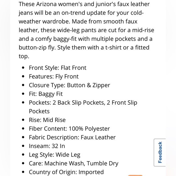 Arizona Juniors Womens Mid Rise Flat Front Wide Leg Pant - Picture 9 of 9